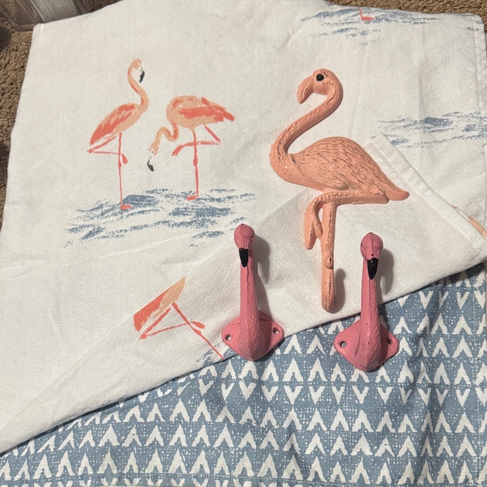 Flamingo shower Curtain and Hook Set